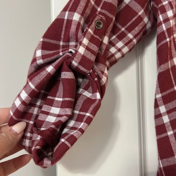 Andree by Unit burgundy and cream flannel shirt. Like new! - Picture 2 of 6